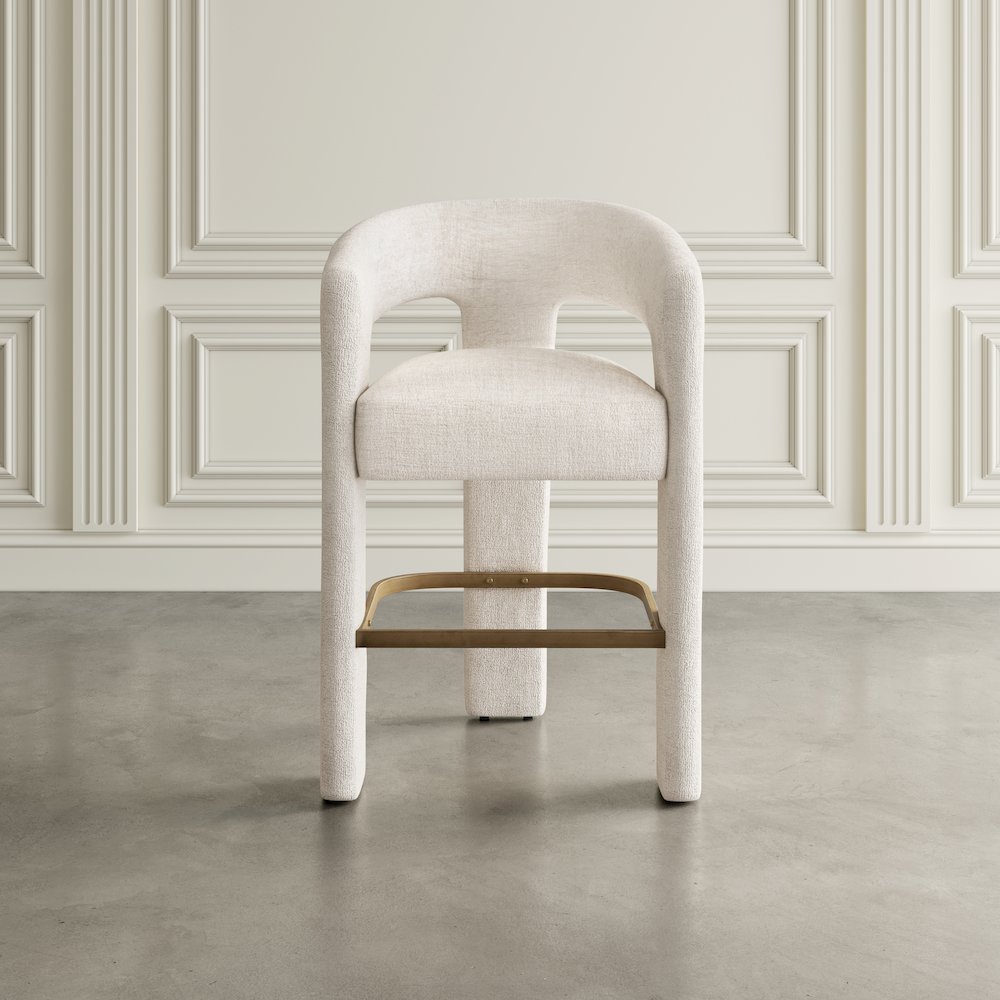 Gwen Modern Luxury Jacquard Fabric Upholstered Sculpture Counter Stool. Picture 9