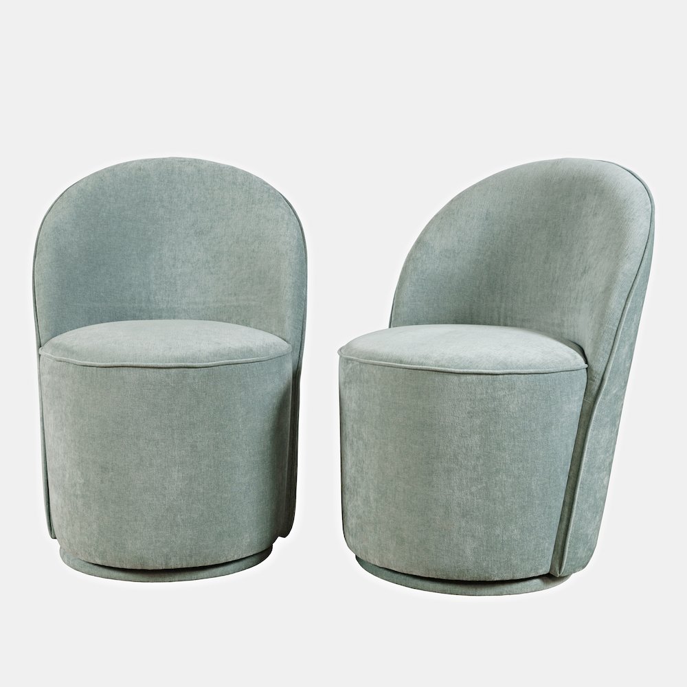 Landon Mid-Century Modern Upholstered Swivel Dining Chair (Set of 2). Picture 6