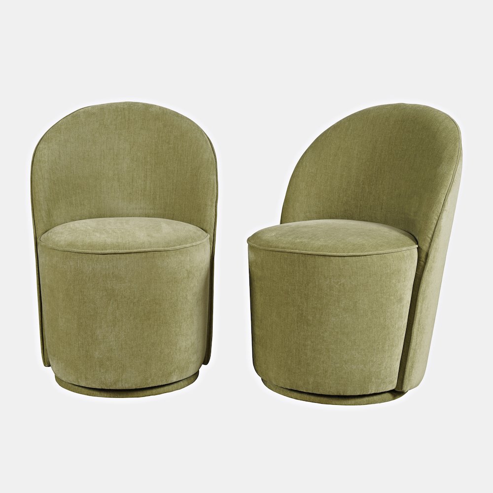 Landon Mid-Century Modern Upholstered Swivel Dining Chair (Set of 2). Picture 4