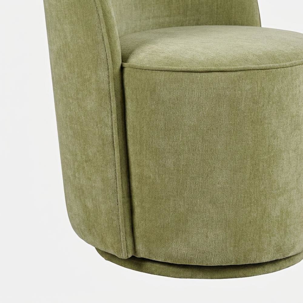 Mid-Century Modern Upholstered Swivel Dining Chair, Green, Set of 2. Picture 8