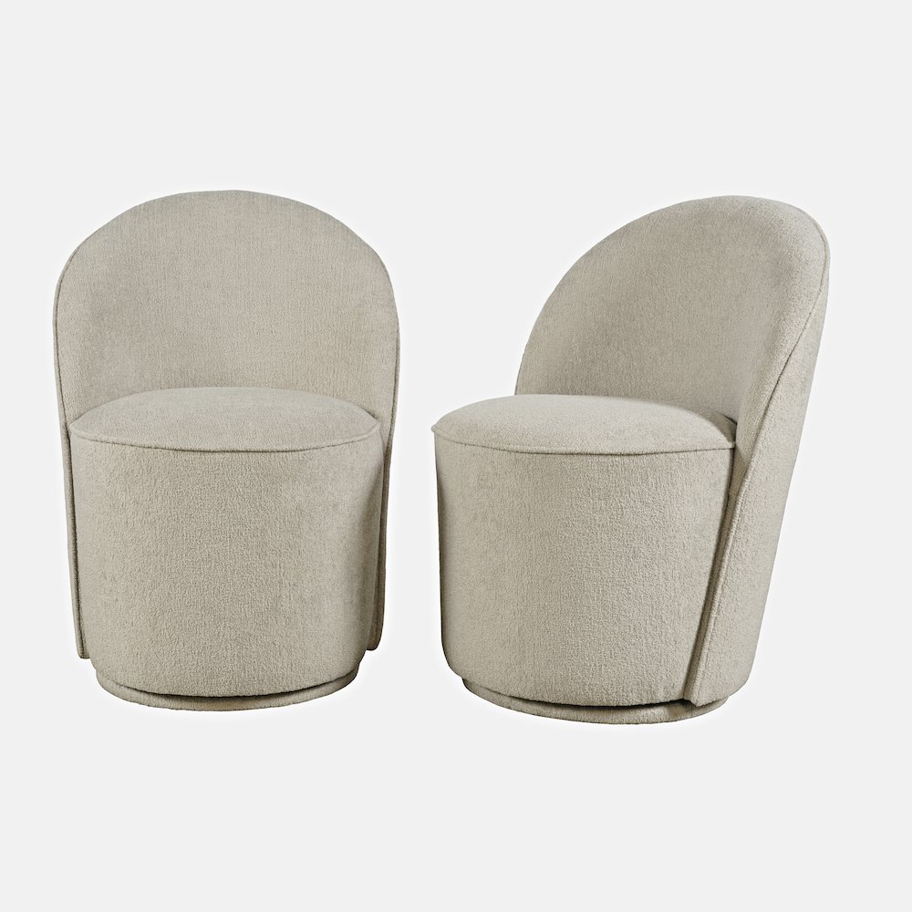 Landon Mid-Century Modern Upholstered Swivel Dining Chair (Set of 2). Picture 6