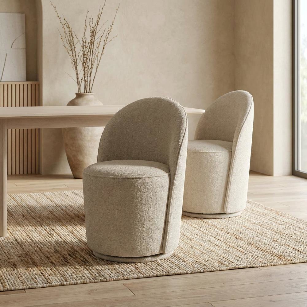 Mid-Century Modern Upholstered Swivel Dining Chair, Gray, Set of 2. Picture 4
