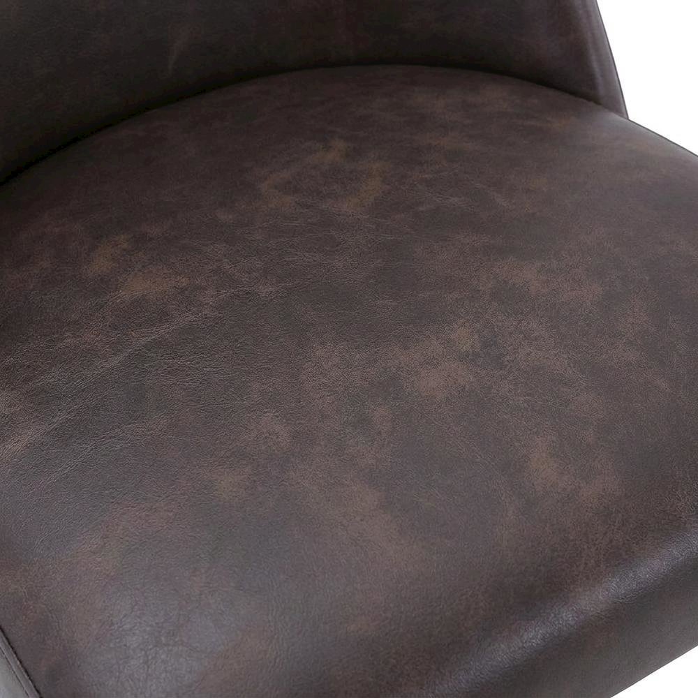 Faux Leather Upholstered Mid-Century Modern Dining Chair, Dark Brown, Set of 2. Picture 7