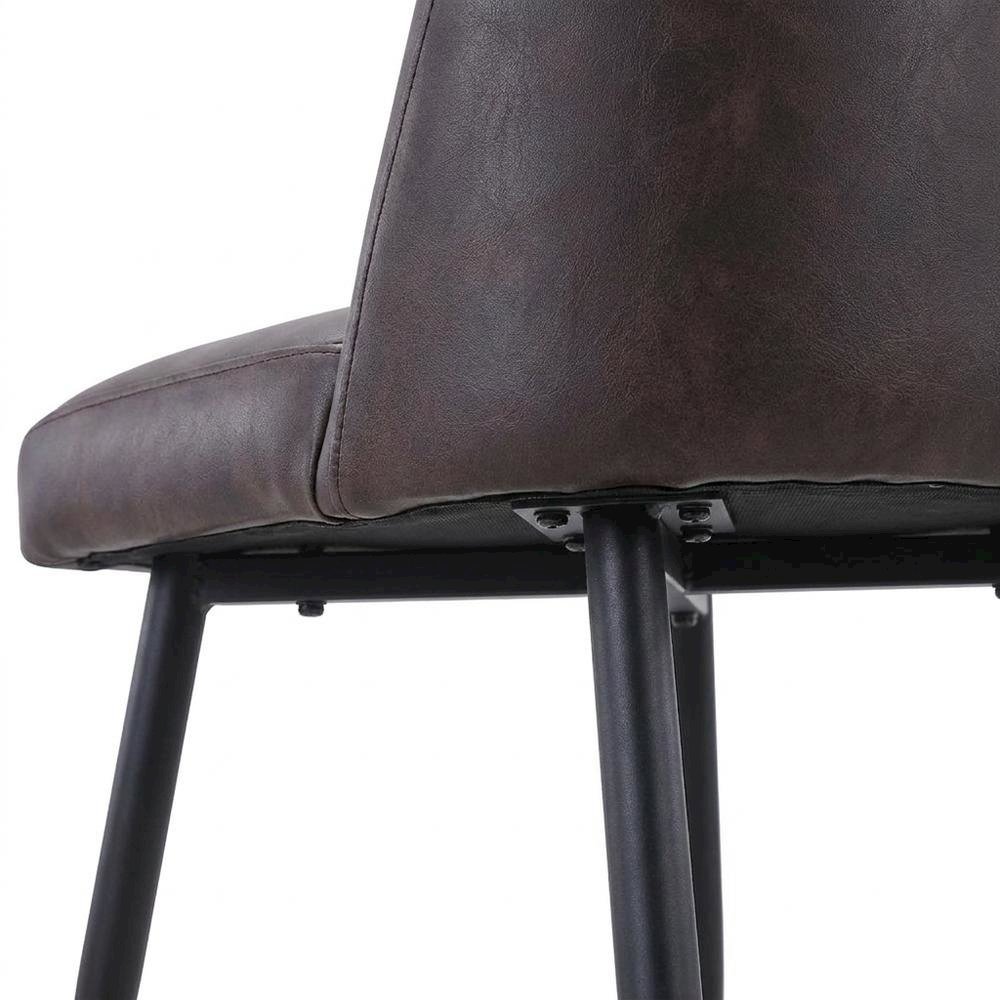 Faux Leather Upholstered Mid-Century Modern Dining Chair, Dark Brown, Set of 2. Picture 8