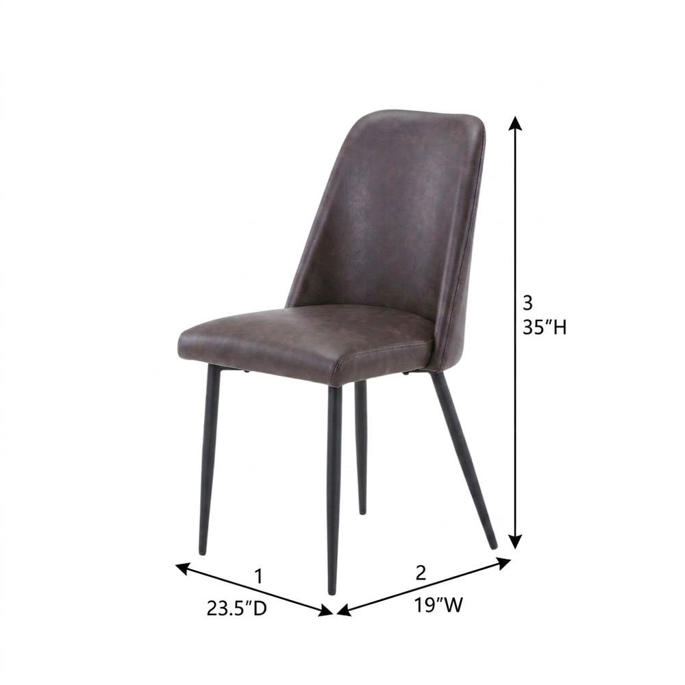 Faux Leather Upholstered Mid-Century Modern Dining Chair, Dark Brown, Set of 2. Picture 6
