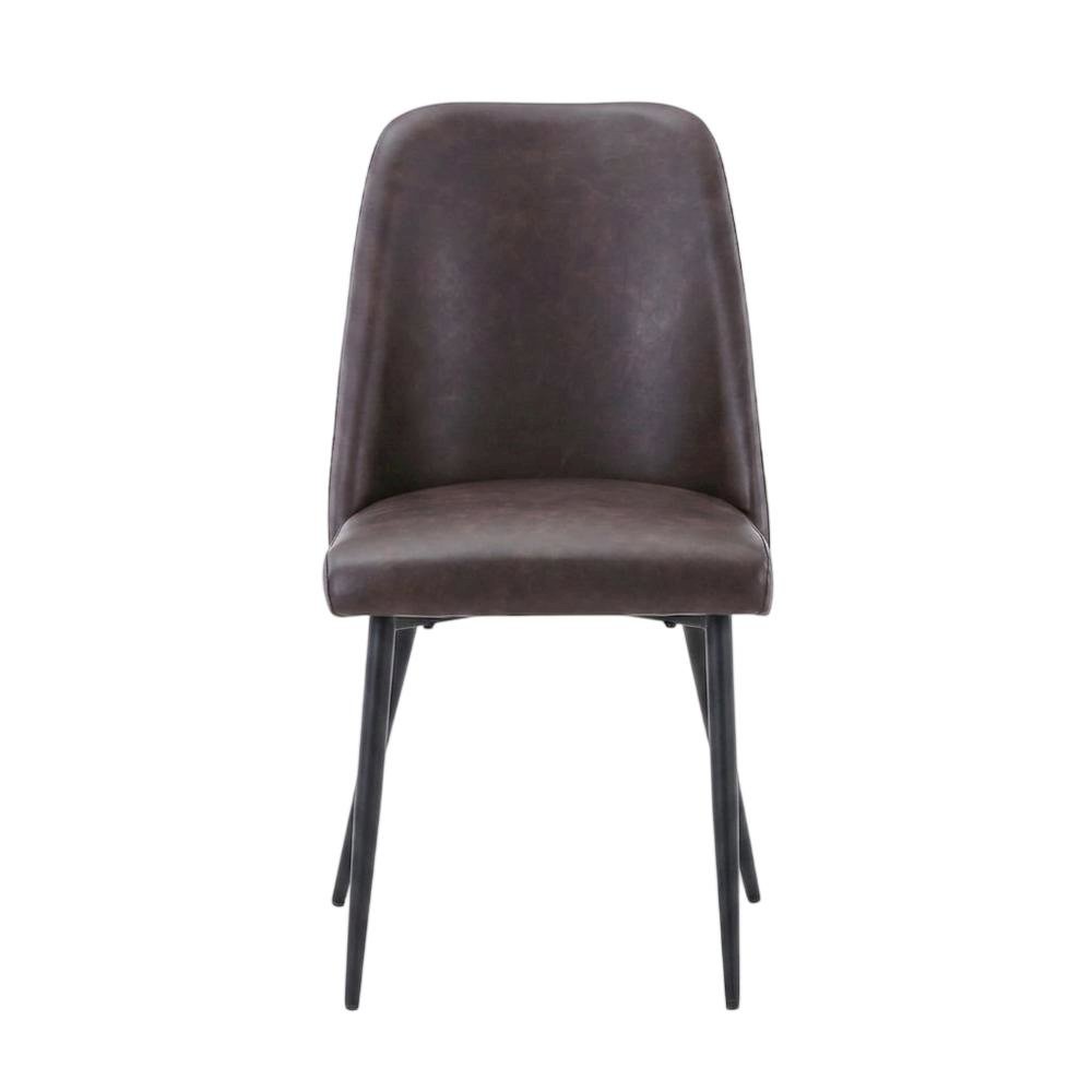 Faux Leather Upholstered Mid-Century Modern Dining Chair, Dark Brown, Set of 2. Picture 2