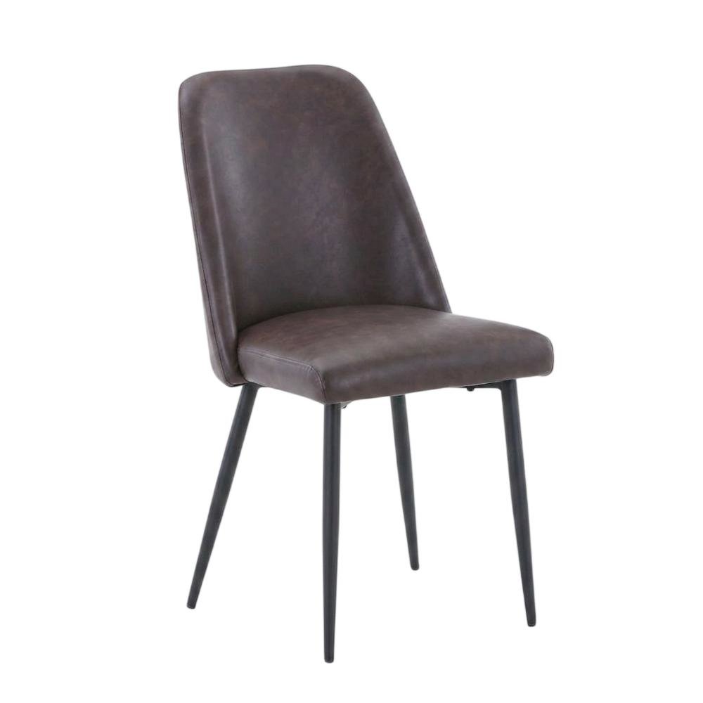 Faux Leather Upholstered Mid-Century Modern Dining Chair, Dark Brown, Set of 2. Picture 5