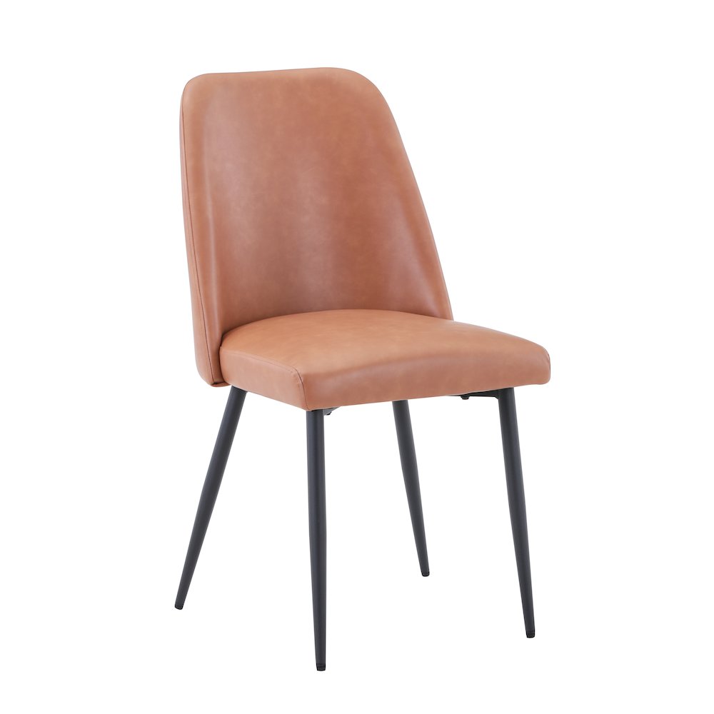 Maddox Mid-Century Modern Faux Leather Upholstered Dining Chair (Set of 2). Picture 2