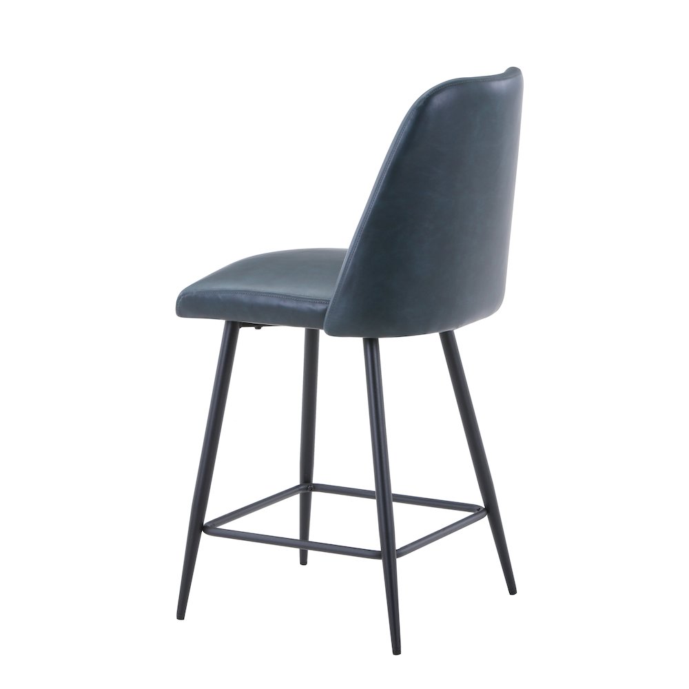 Mid-Century Modern Faux Leather Upholstered Counter Height Barstool (Set of 2). Picture 6