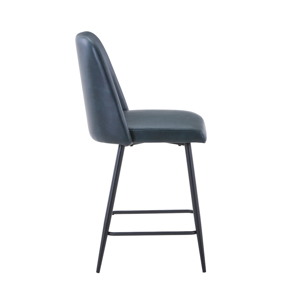 Mid-Century Modern Faux Leather Upholstered Counter Height Barstool (Set of 2). Picture 4