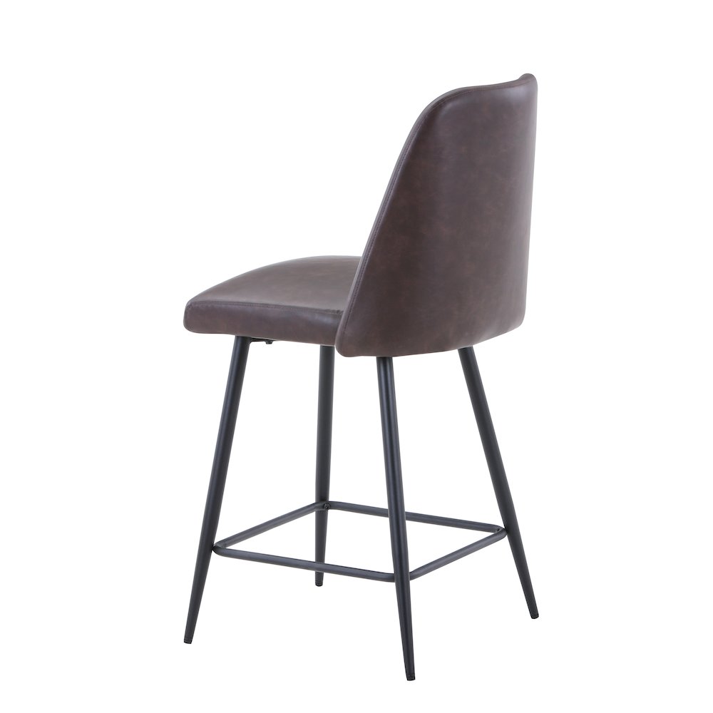 Mid-Century Modern Faux Leather Upholstered Counter Height Barstool (Set of 2). Picture 6