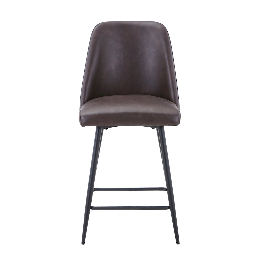 Mid-Century Modern Faux Leather Upholstered Counter Height Barstool (Set of 2). Picture 1