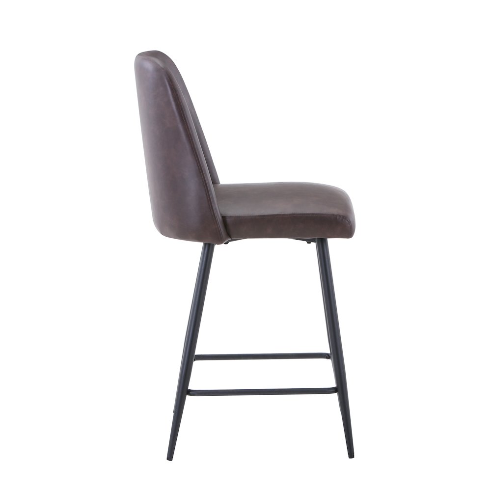 Mid-Century Modern Faux Leather Upholstered Counter Height Barstool (Set of 2). Picture 4