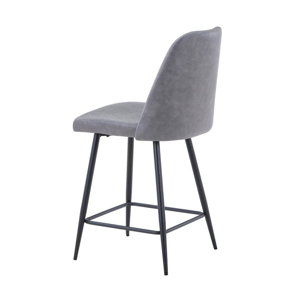 Mid-Century Modern Faux Leather Upholstered Counter Height Barstool (Set of 2). Picture 6