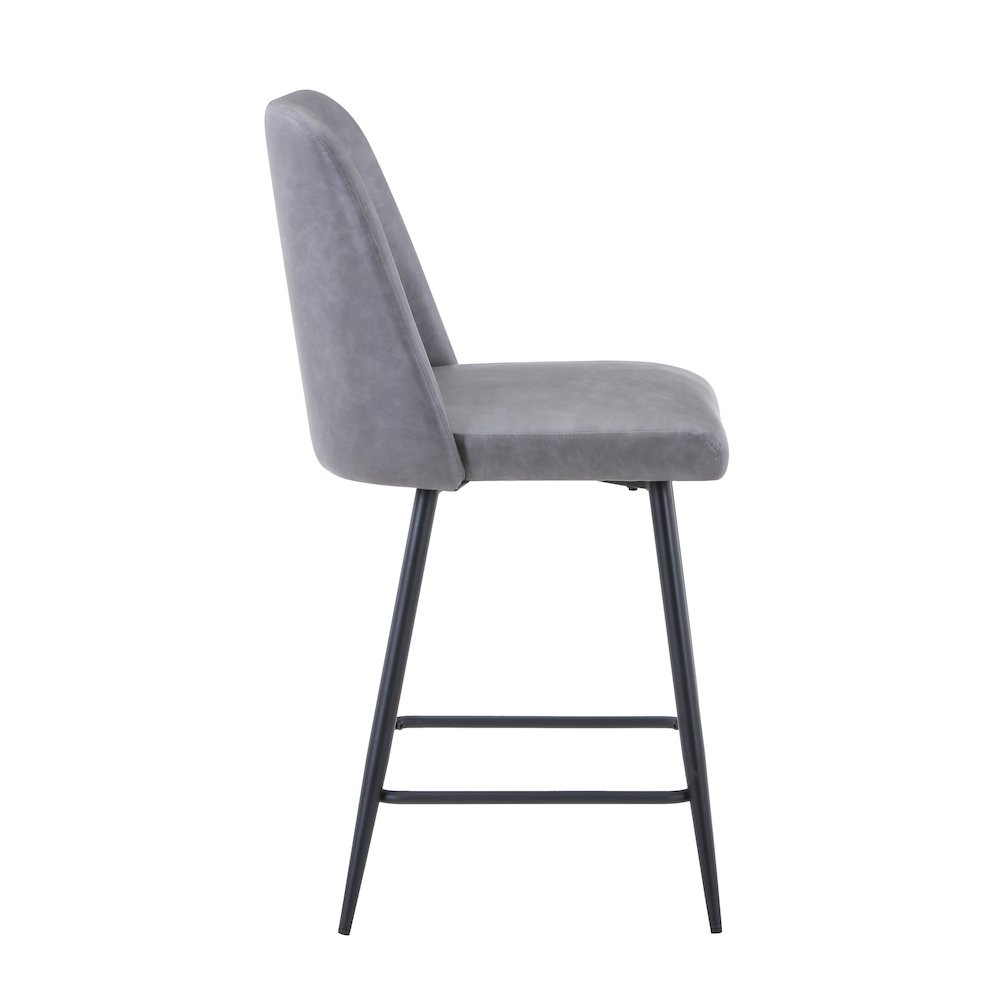 Mid-Century Modern Faux Leather Upholstered Counter Height Barstool (Set of 2). Picture 4