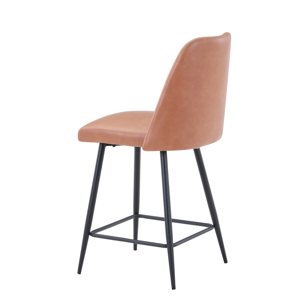 Mid-Century Modern Faux Leather Upholstered Counter Height Barstool (Set of 2). Picture 6