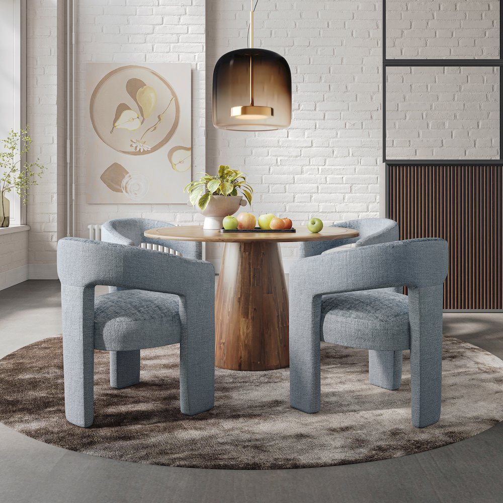 Gwen Luxury Mid-Century Modern Five Piece Dining Set with Upholstered Chairs. Picture 9