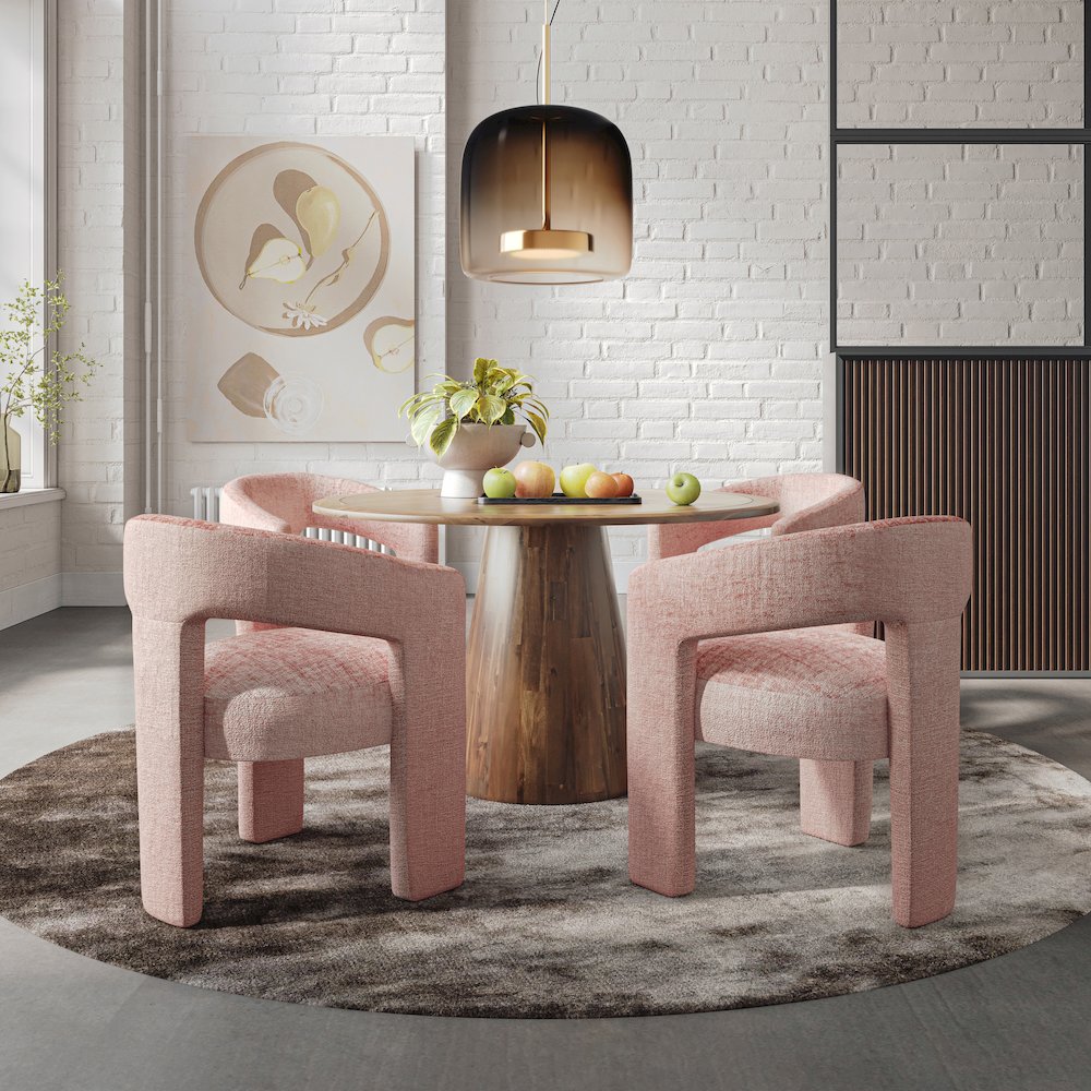 Gwen Luxury Mid-Century Modern Five Piece Dining Set with Upholstered Chairs. Picture 9