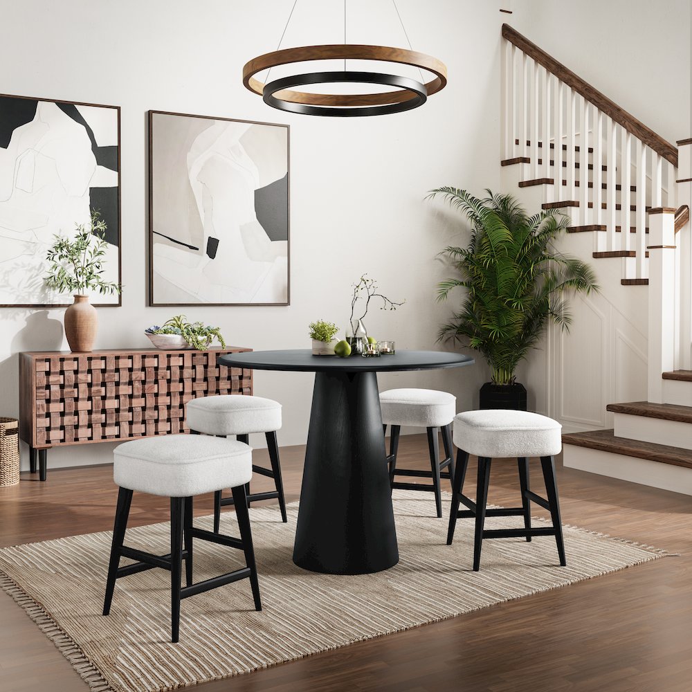 Nash Mid-Century Modern 45" Round Pedestal Counter Height Dining Table. Picture 2