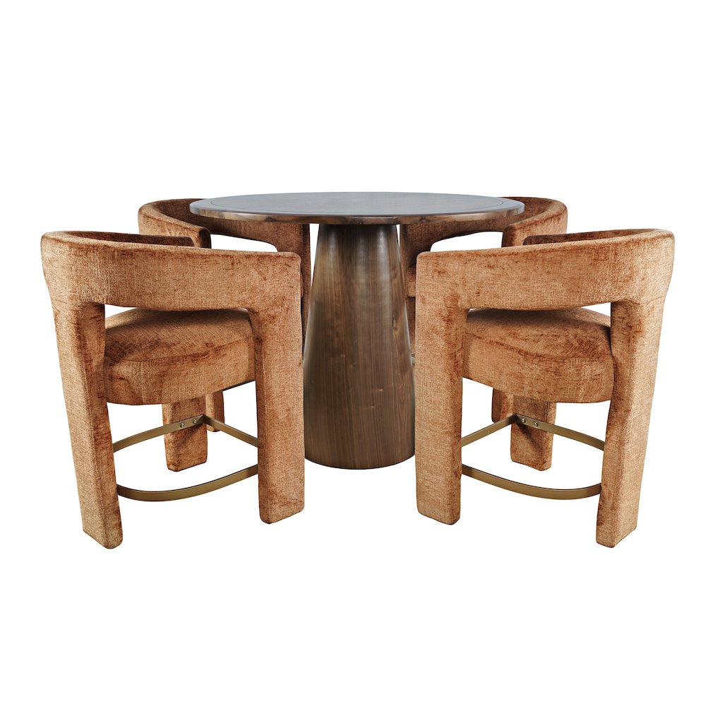 Luxury Mid-Century Modern Five Piece Counter Height Dining Set. Picture 1