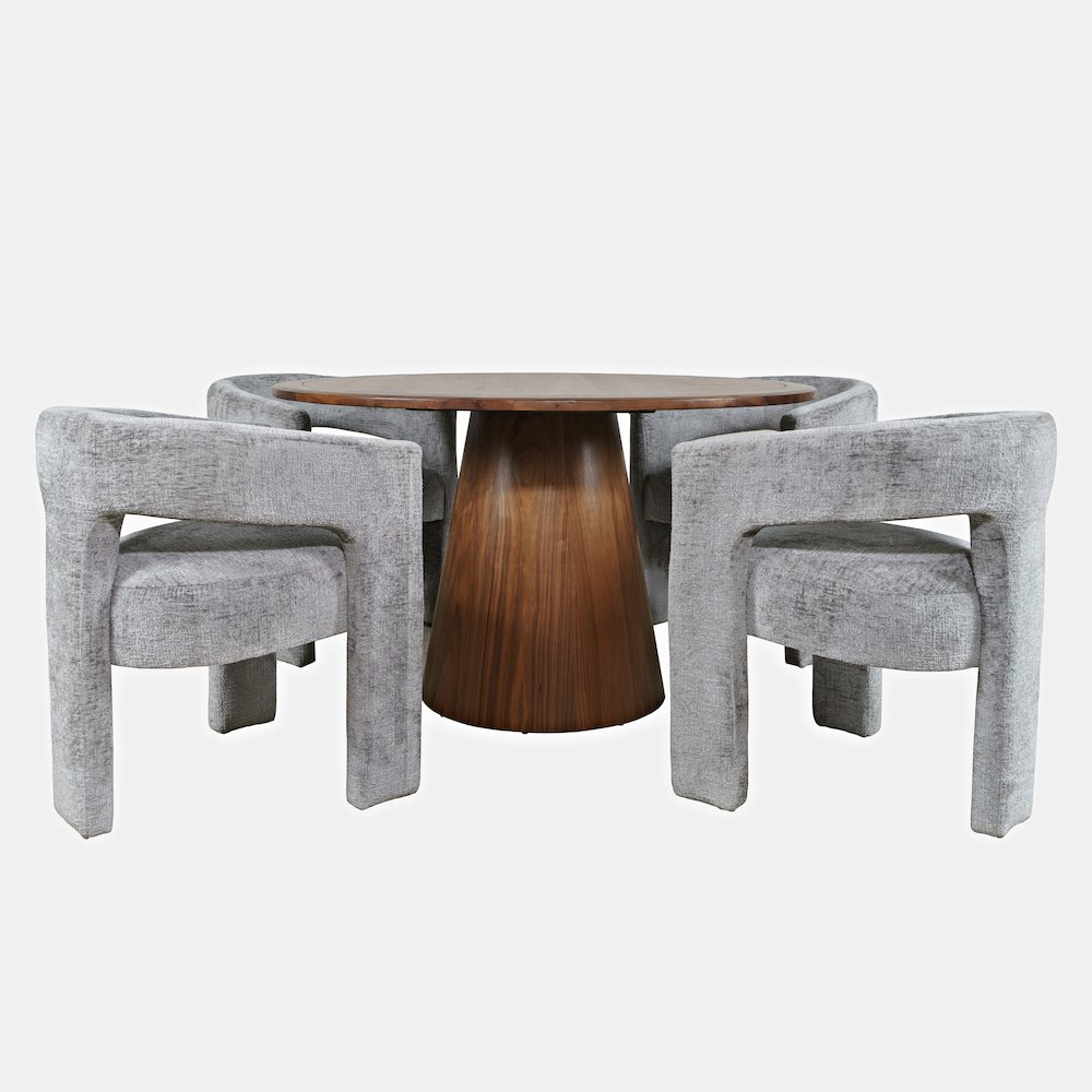 Gwen Luxury Mid-Century Modern Five Piece Dining Set with Upholstered Chairs. Picture 1