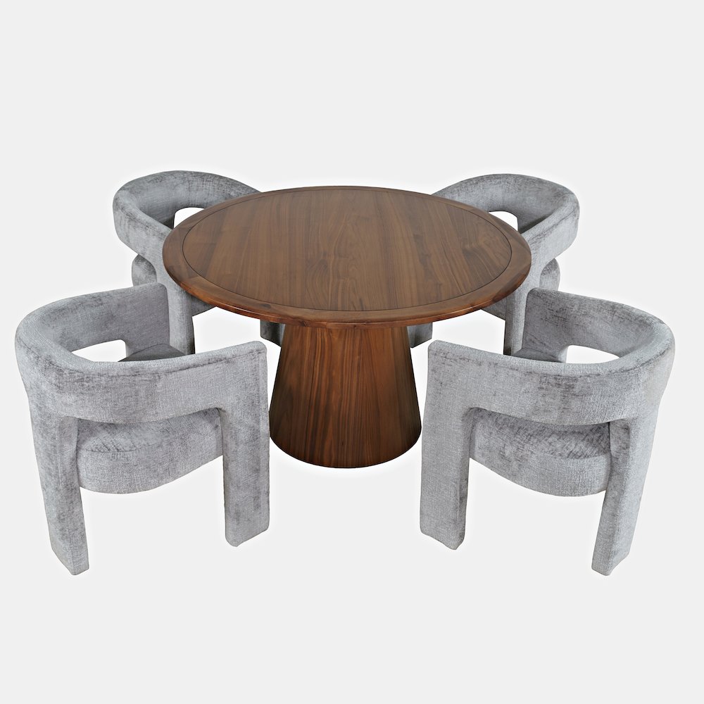 Gwen Luxury Mid-Century Modern Five Piece Dining Set with Upholstered Chairs. Picture 2