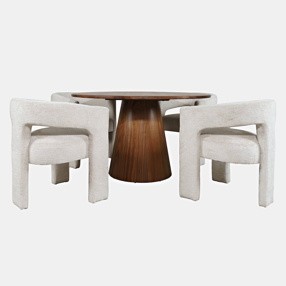 Gwen Luxury Mid-Century Modern Five Piece Dining Set with Upholstered Chairs. Picture 1
