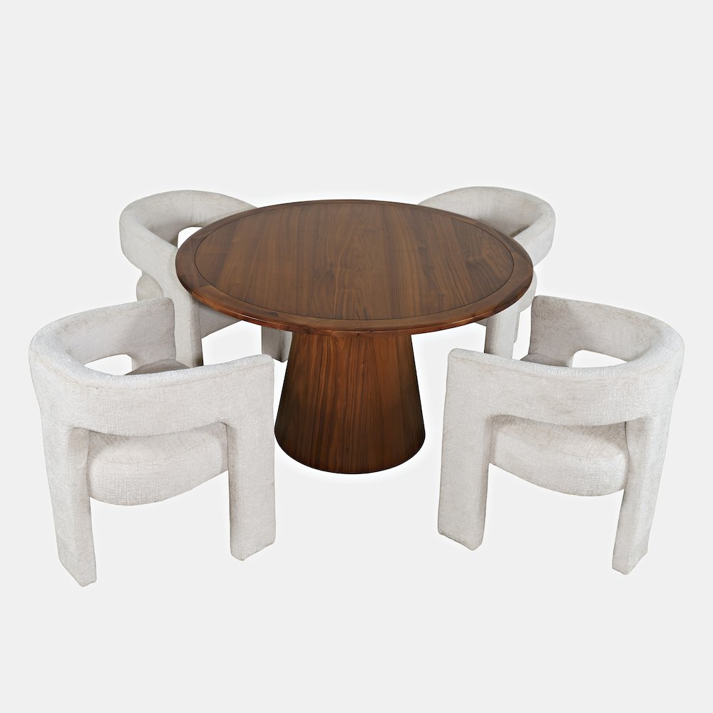 Gwen Luxury Mid-Century Modern Five Piece Dining Set with Upholstered Chairs. Picture 2