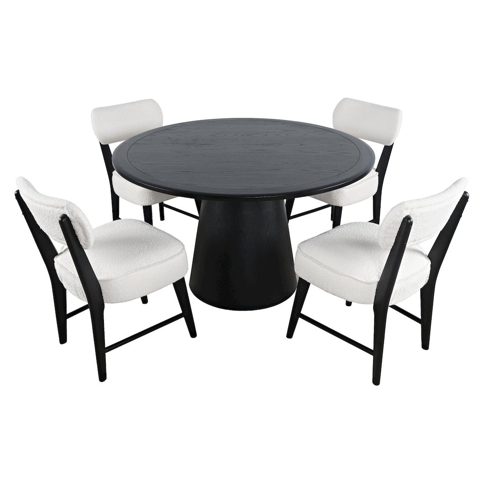 Nash Mid-Century Modern Five Piece Pedestal Dining Set with Upholstered Chairs. Picture 2