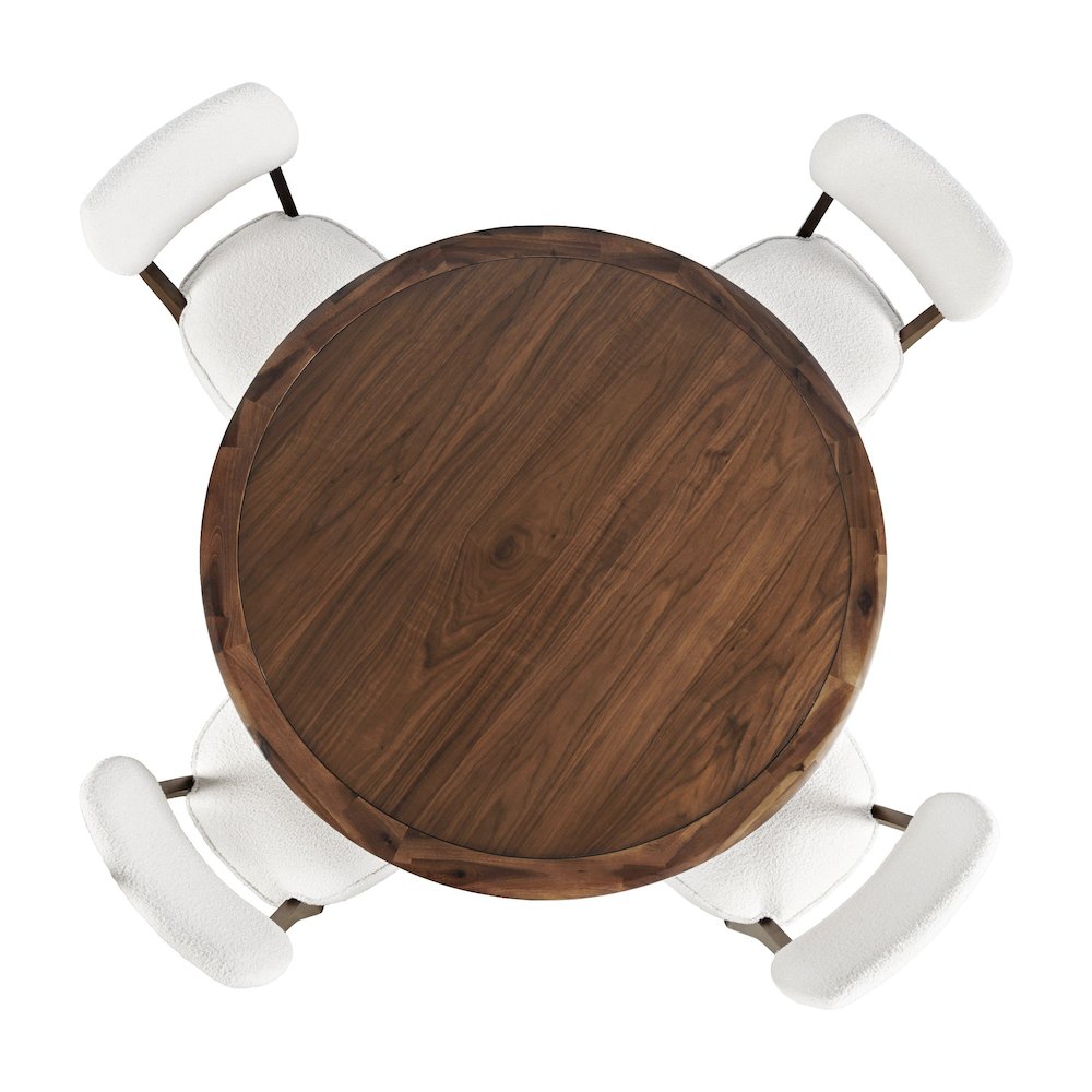 Nash Mid-Century Modern Five Piece Pedestal Dining Set with Upholstered Chairs. Picture 6