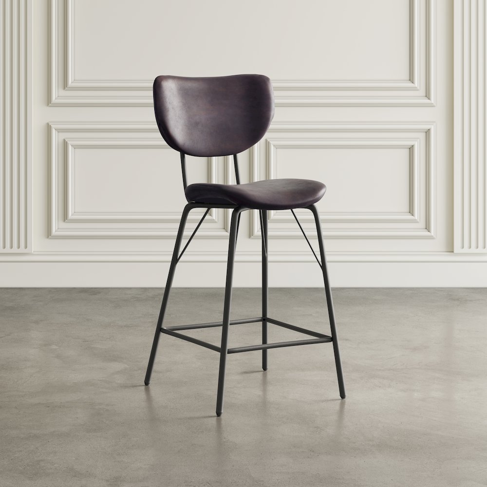 Modern Faux Leather Split-Back Upholstered Counter Height Barstool (Set of 2). Picture 9