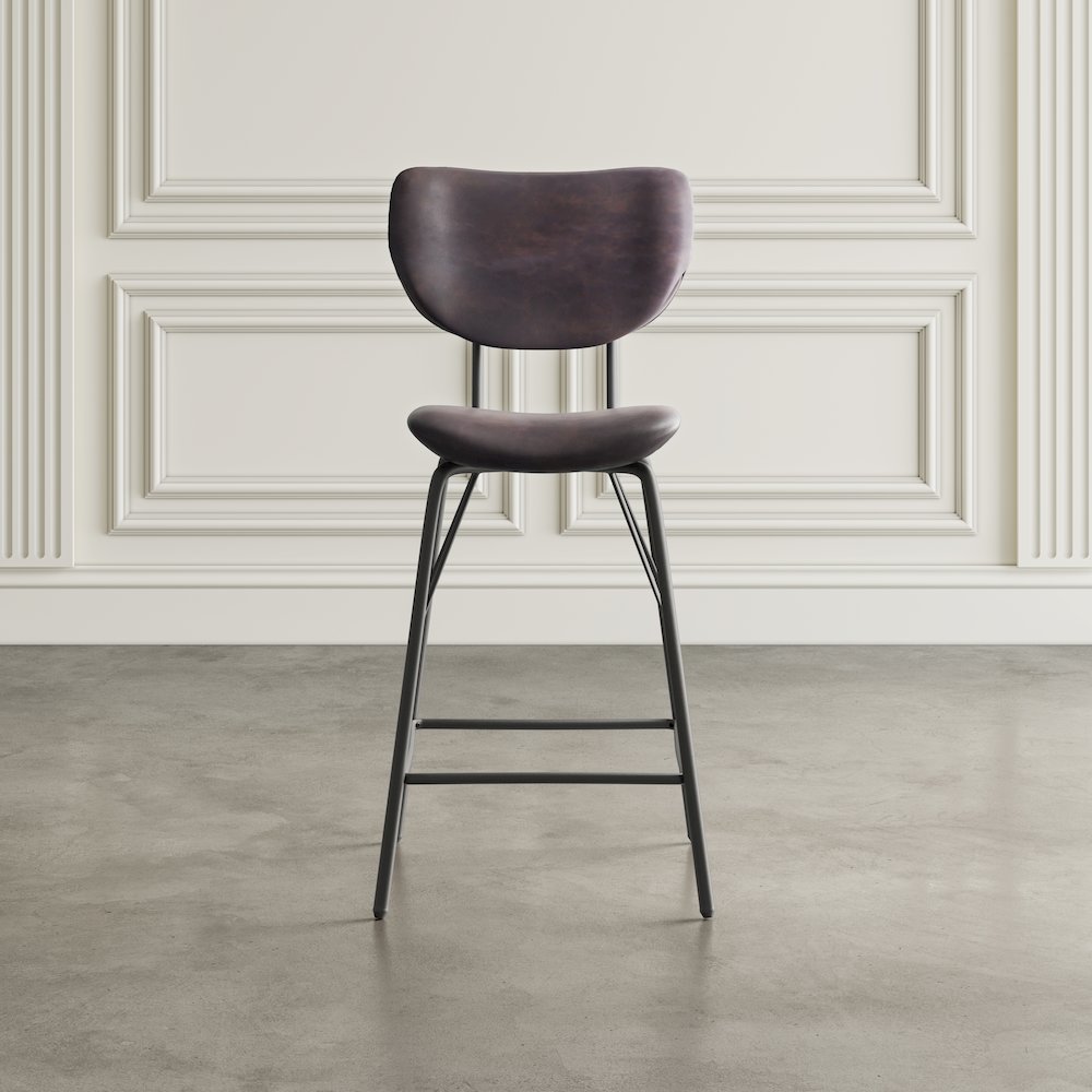 Modern Faux Leather Split-Back Upholstered Counter Height Barstool (Set of 2). Picture 10