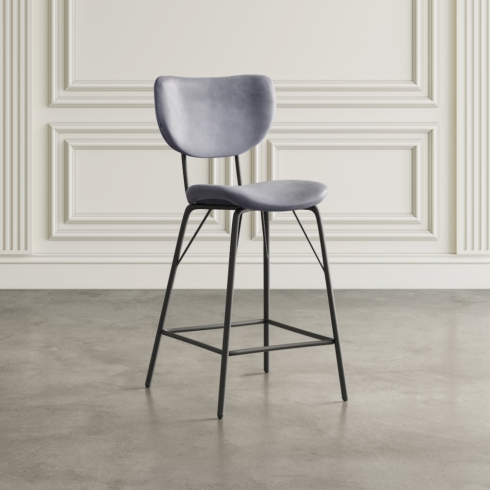 Modern Faux Leather Split-Back Upholstered Counter Height Barstool (Set of 2). Picture 9