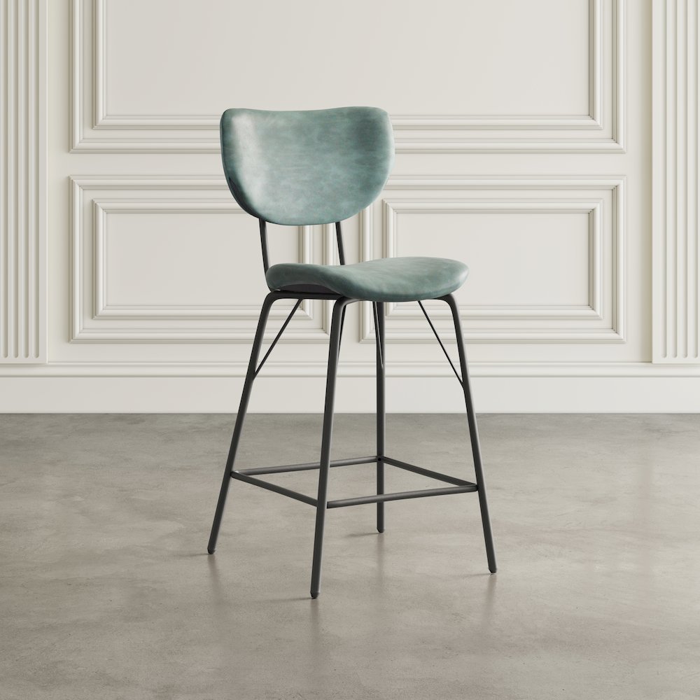 Modern Faux Leather Split-Back Upholstered Counter Height Barstool (Set of 2). Picture 9
