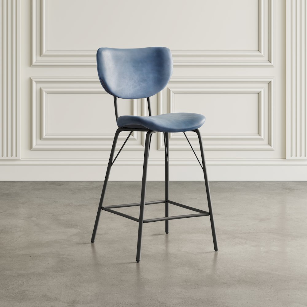 Modern Faux Leather Split-Back Upholstered Counter Height Barstool (Set of 2). Picture 9