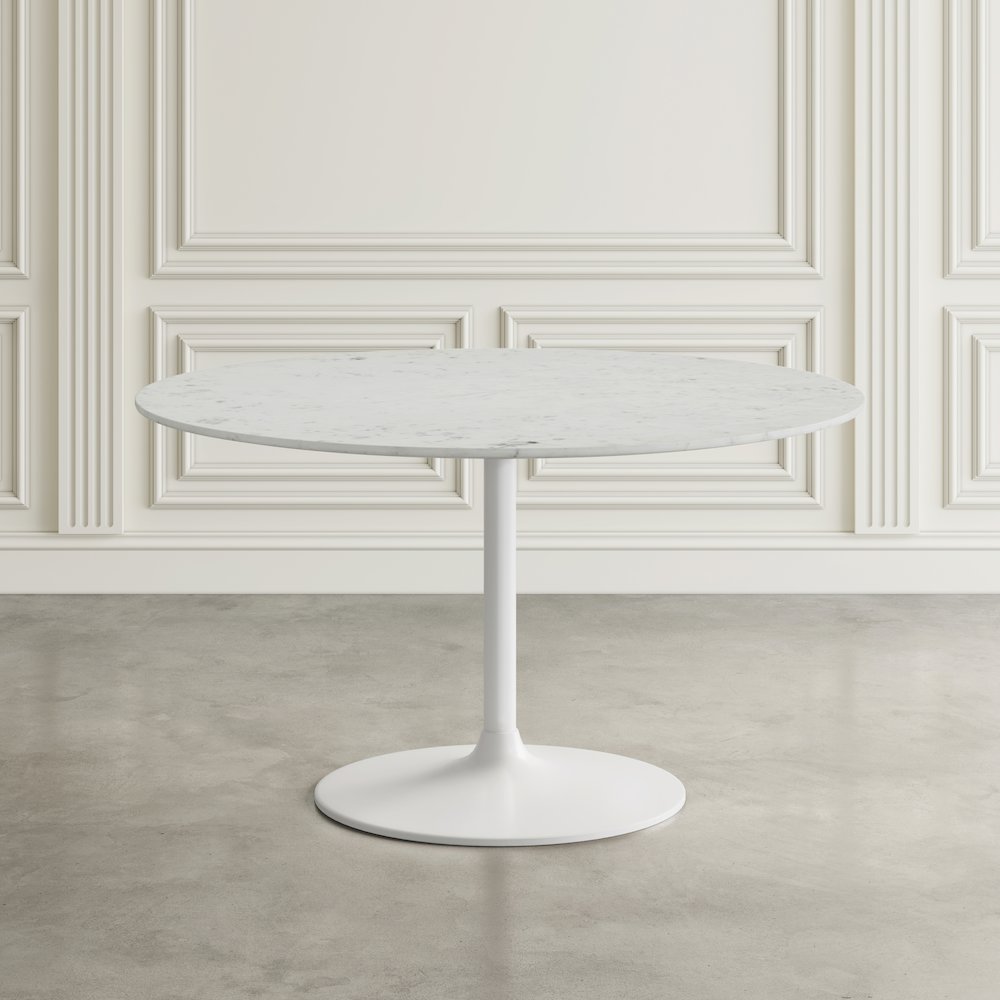 Rowan 42" Modern Luxury Pedestal Round Marble Dining Table. Picture 7