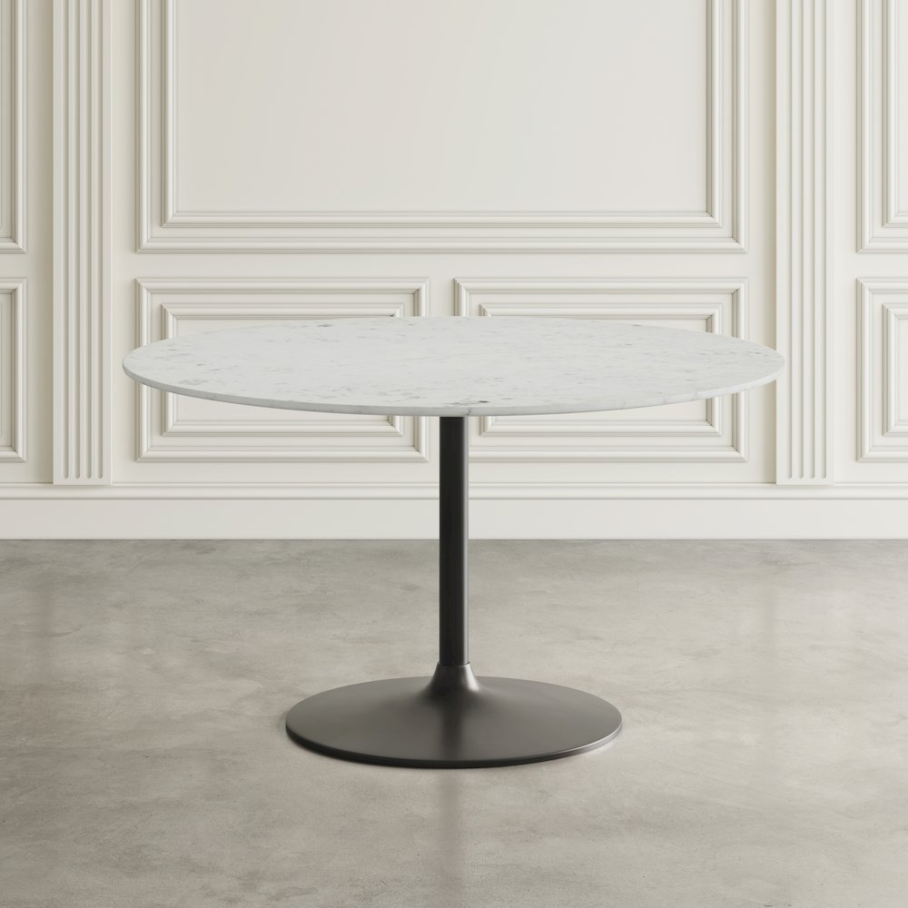 Rowan 54" Modern Luxury Pedestal Round Marble Dining Table. Picture 7
