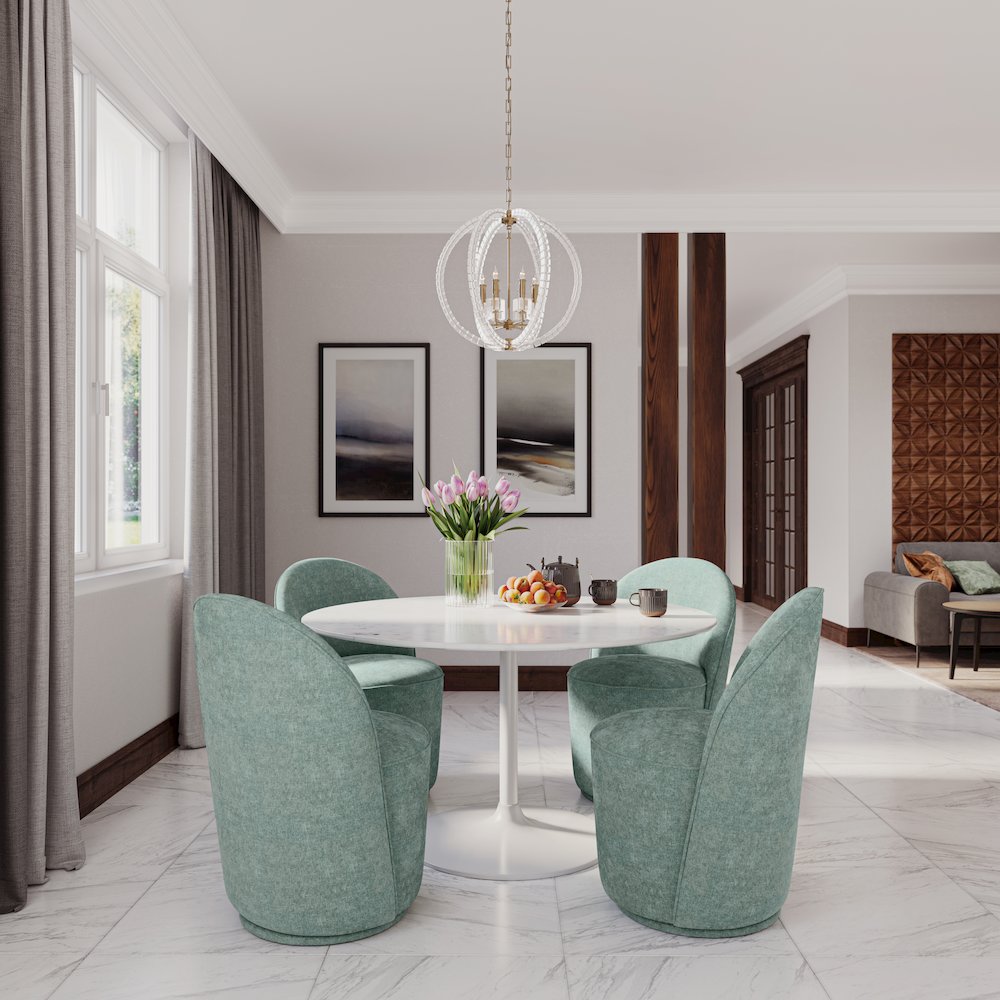 Landon Mid-Century Modern Upholstered Swivel Dining Chair (Set of 2). Picture 7