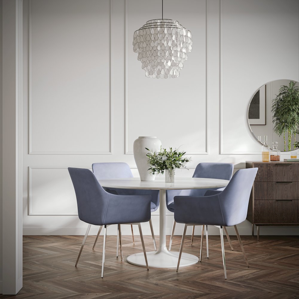 Stella Contemporary Modern Upholstered Platinum Dining Chair with Chrome Legs (Set of 2). Picture 8