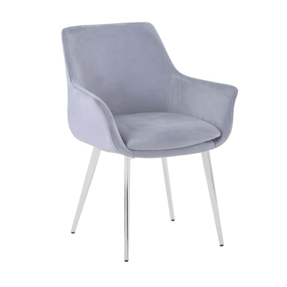 Stella Contemporary Modern Upholstered Platinum Dining Chair with Chrome Legs (Set of 2). Picture 2