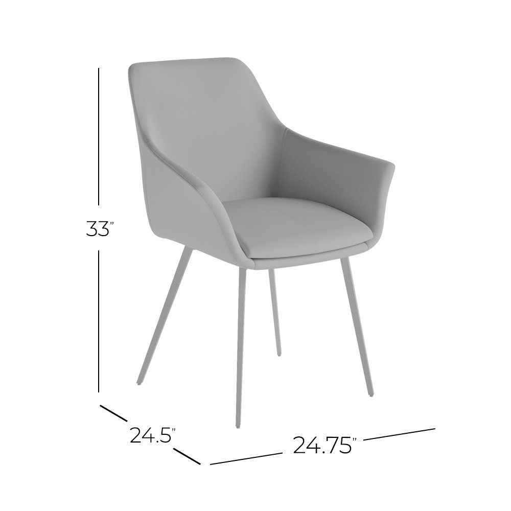 Stella Contemporary Modern Upholstered Platinum Dining Chair with Chrome Legs (Set of 2). Picture 7