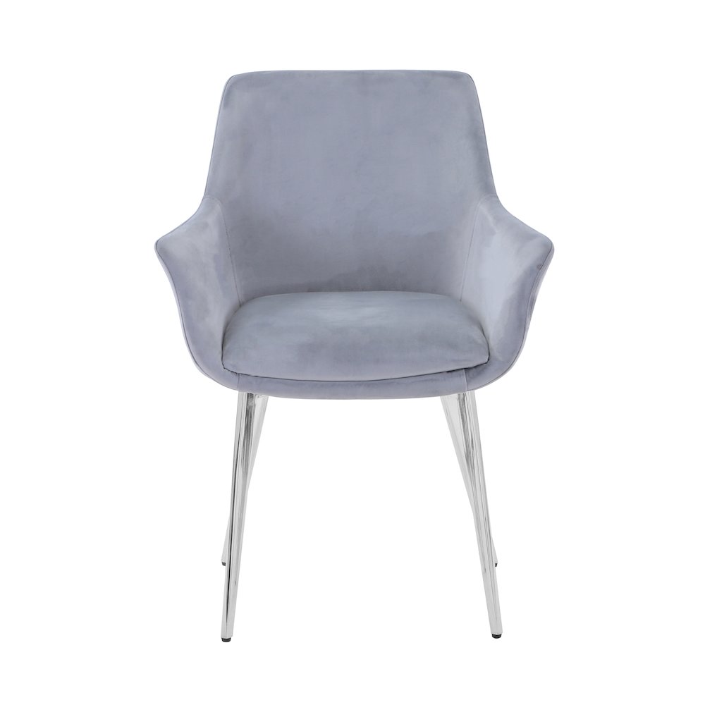 Stella Contemporary Modern Upholstered Platinum Dining Chair with Chrome Legs (Set of 2). Picture 1