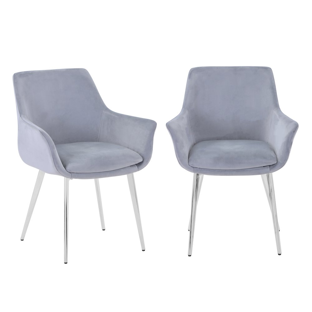 Stella Contemporary Modern Upholstered Platinum Dining Chair with Chrome Legs (Set of 2). Picture 5