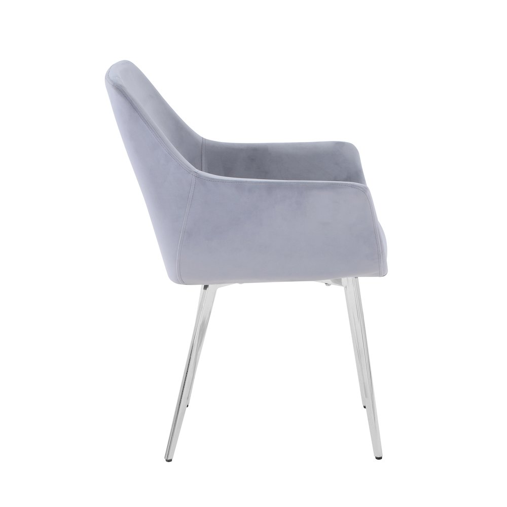 Stella Contemporary Modern Upholstered Platinum Dining Chair with Chrome Legs (Set of 2). Picture 4