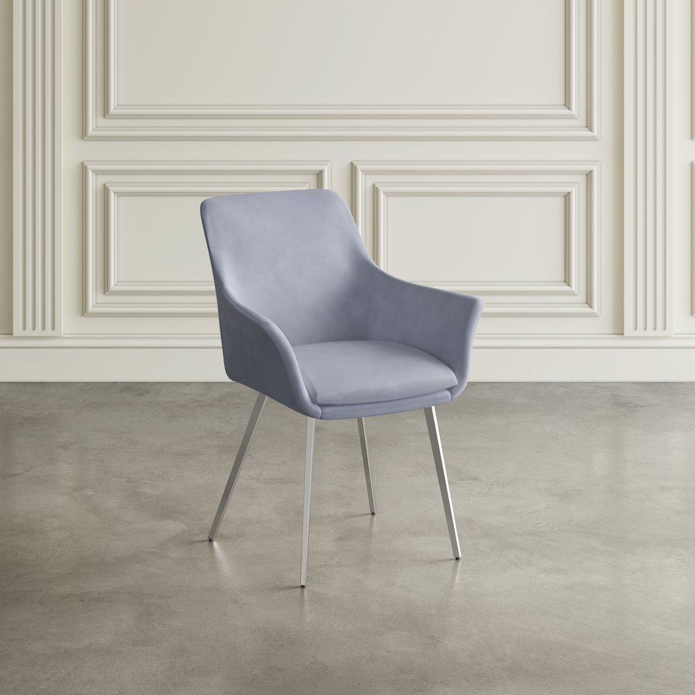 Stella Contemporary Modern Upholstered Platinum Dining Chair with Chrome Legs (Set of 2). Picture 11