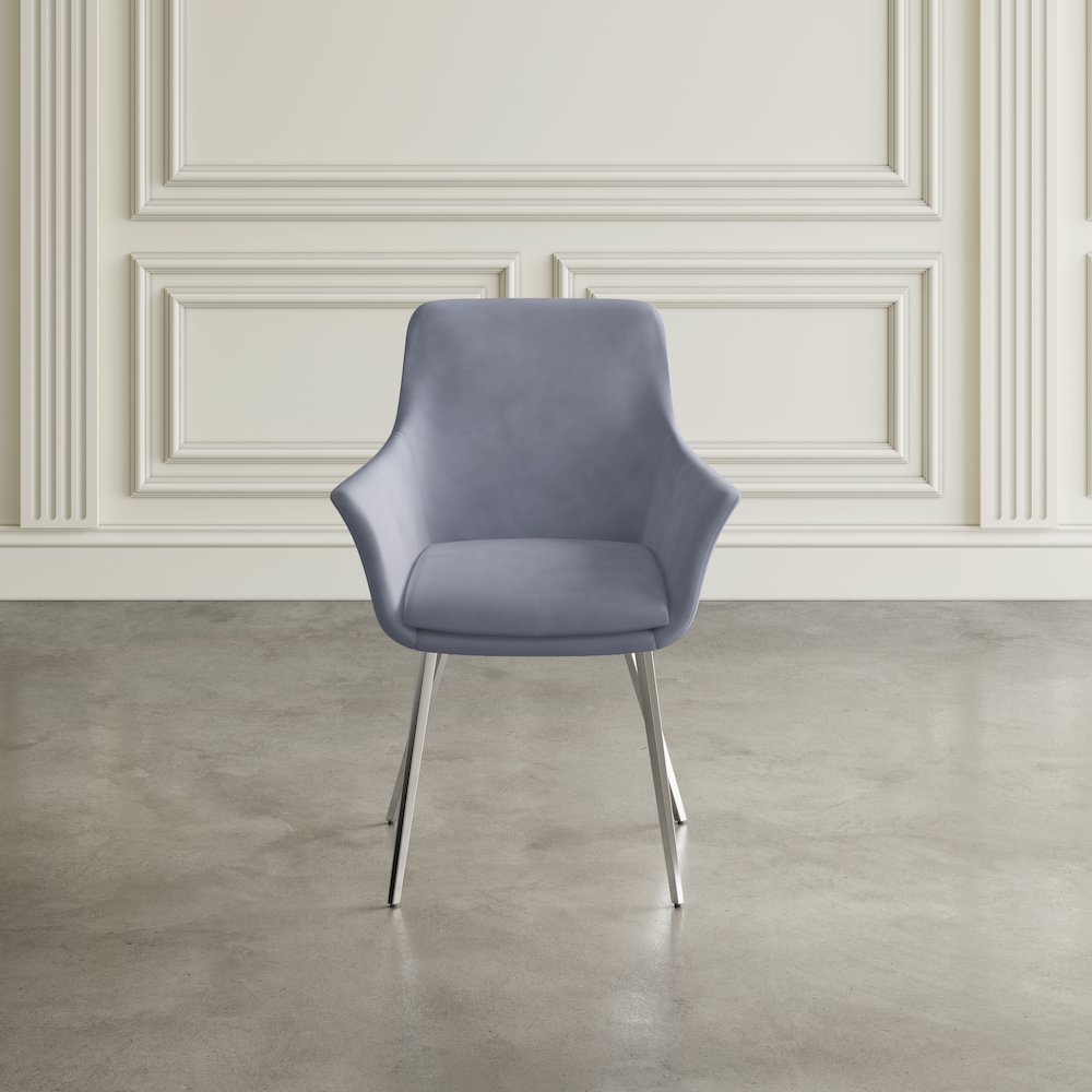 Stella Contemporary Modern Upholstered Platinum Dining Chair with Chrome Legs (Set of 2). Picture 10
