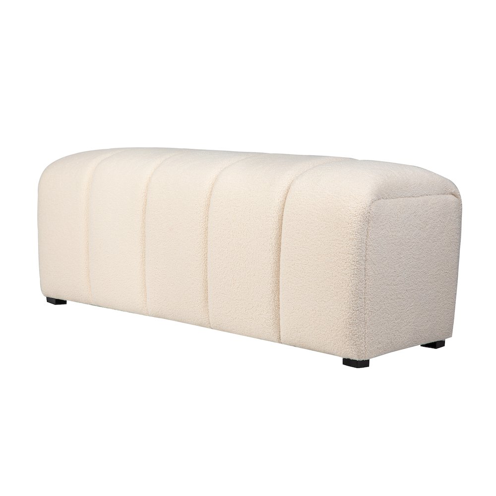 Tess Contemporary Modern Ivory Boucle Upholstered Plush Bench. Picture 2