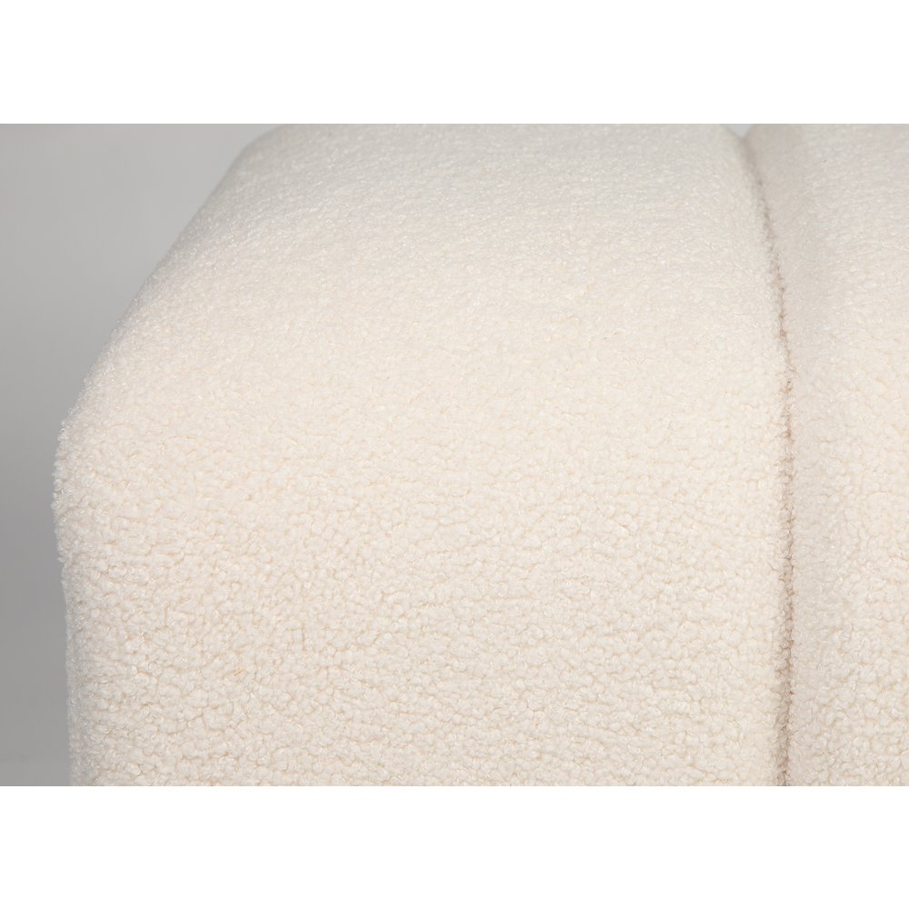 Tess Contemporary Modern Ivory Boucle Upholstered Plush Bench. Picture 3