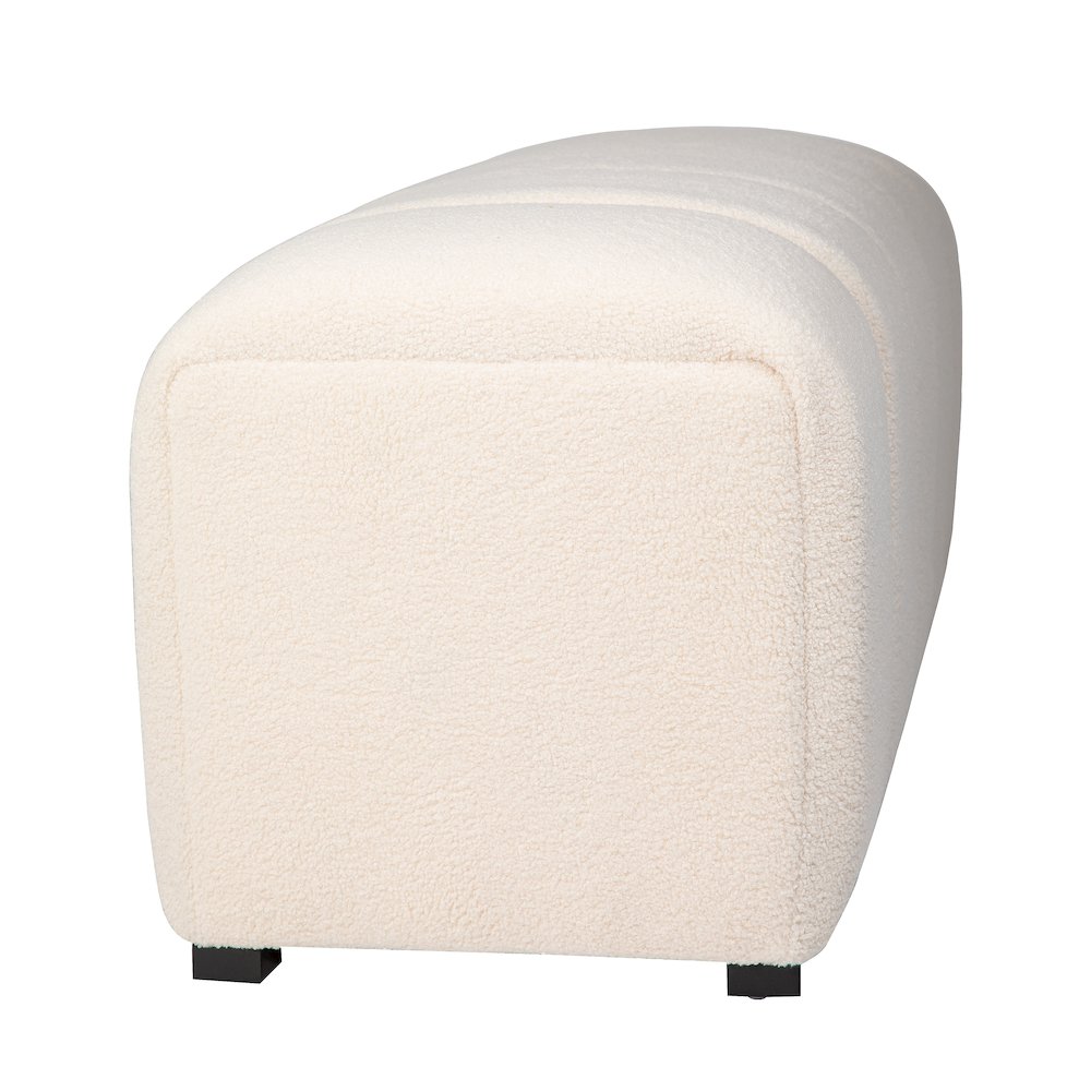 Tess Contemporary Modern Ivory Boucle Upholstered Plush Bench. Picture 4