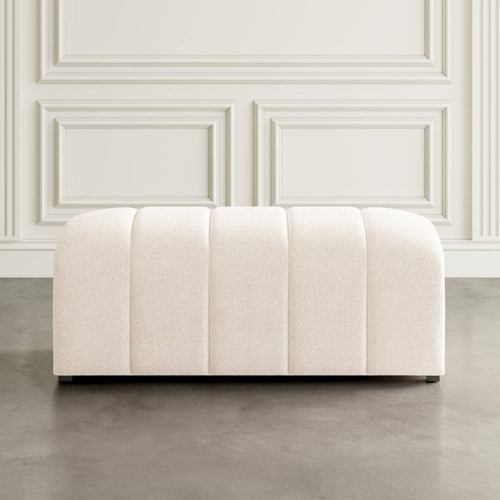 Tess Contemporary Modern Ivory Boucle Upholstered Plush Bench. Picture 7
